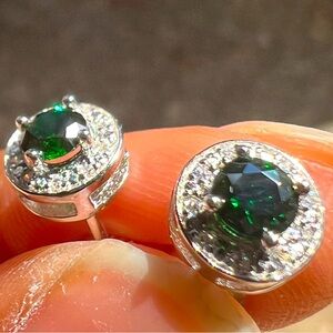 Item 4 - Sterling Silver Emerald Earrings